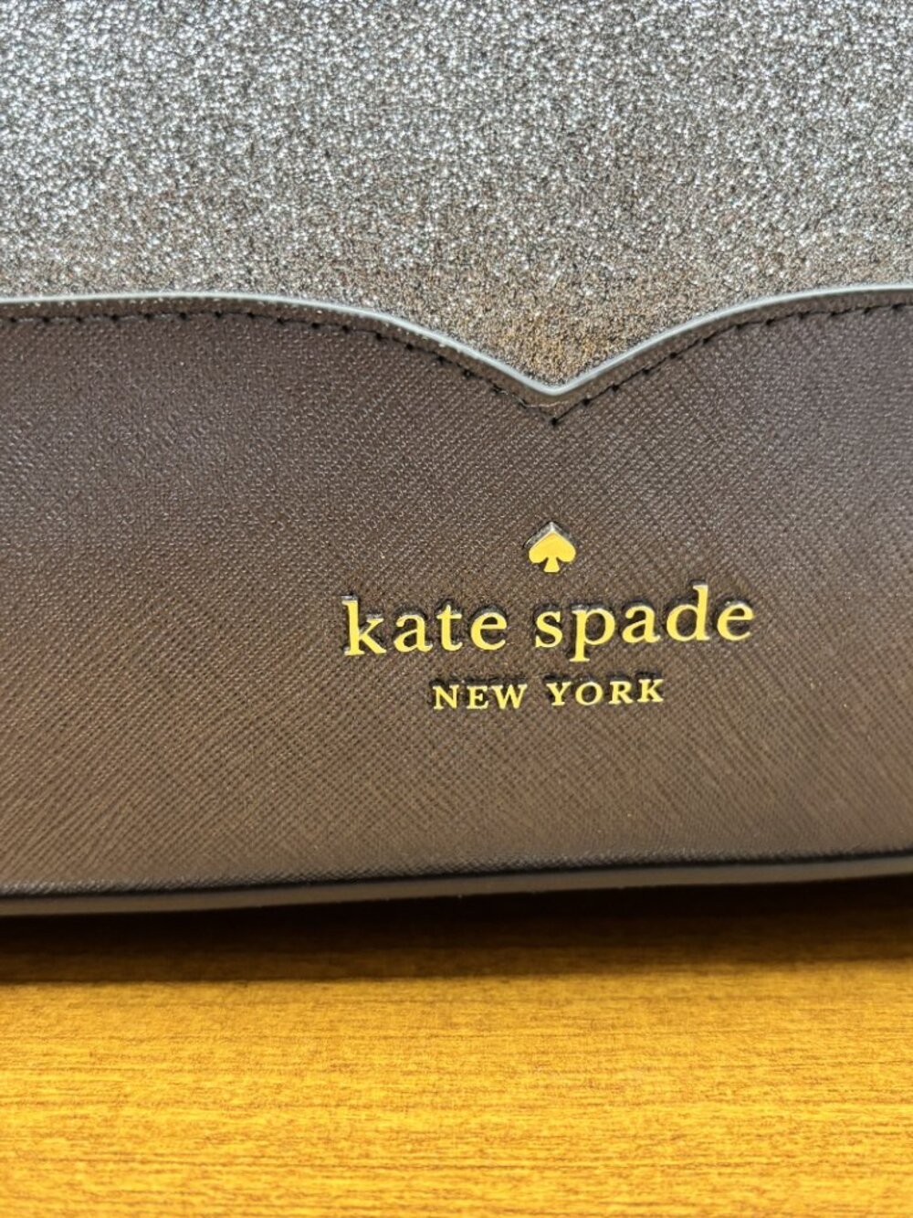 Kate Spade New York Glitter Tote Bag & Matching Cosmetic Pouch Gunmetal Large EU - Picture 9 of 9